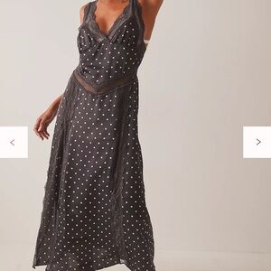 NWT Free People Intimately Polka Dot Lace Slip Dress Bad For You Printed Maxi